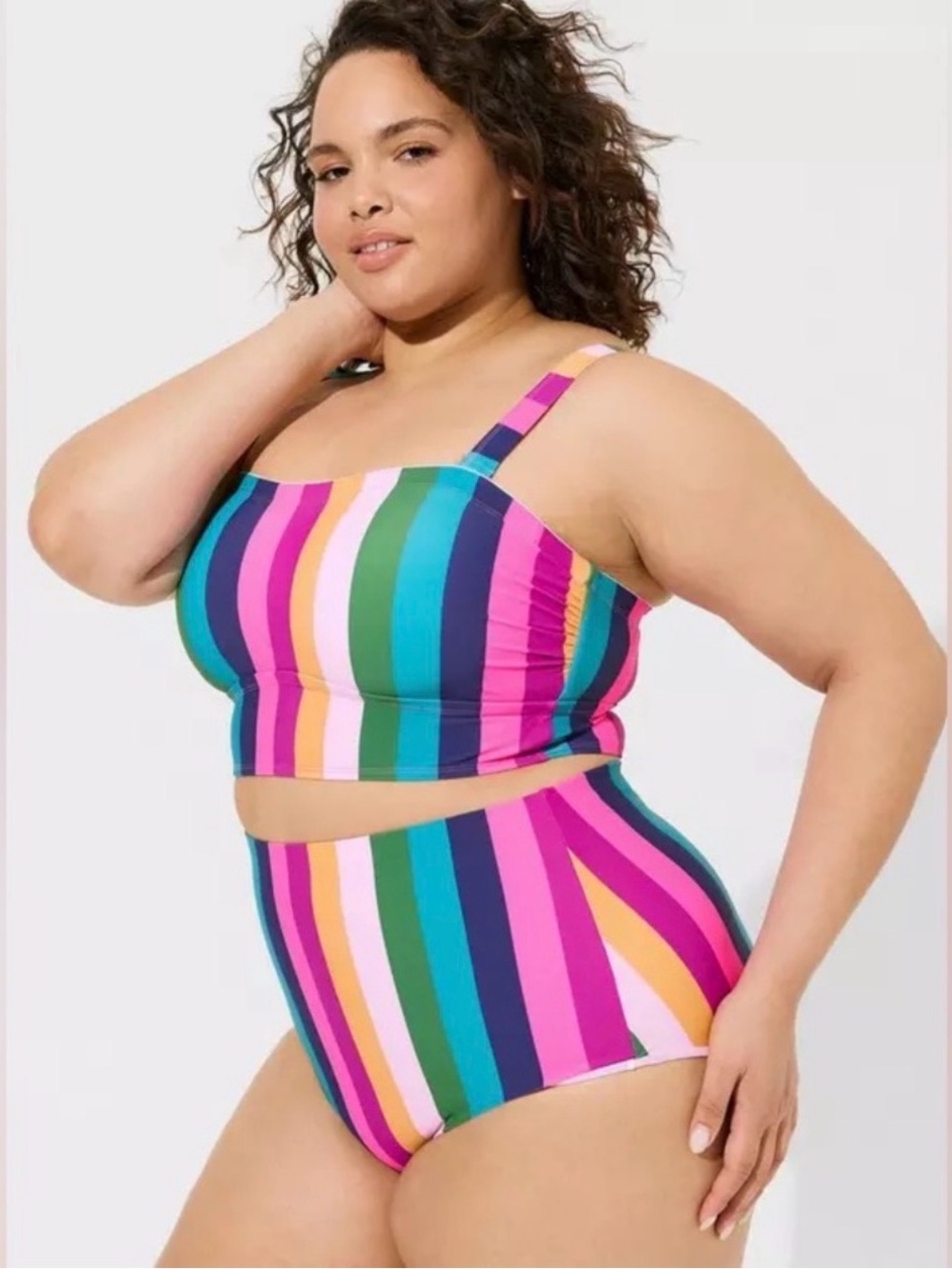 torrid Multicolor Rainbow Striped Bikini Top